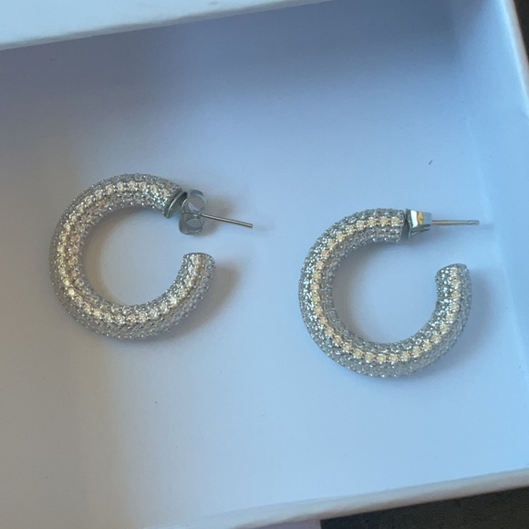 Adina Eden Jumbo Pave Hoops In Silver, Size: OS - Picture 7 of 10